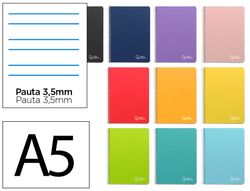 Cuaderno espiral liderpapel din A5 witty tapa dura 80h 90gr rayado montessori 3,5 mm colores surtidos