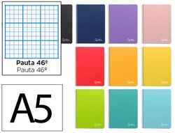 Cuaderno espiral liderpapel A5 witty tapa dura 80h 90gr rayado nş46 con margen colores surtidos
