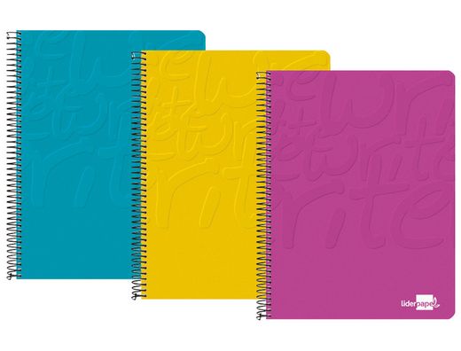 Cuaderno espiral liderpapel cuarto smart tapa blanda 80h 60gr 3mm con margen colores surtidos