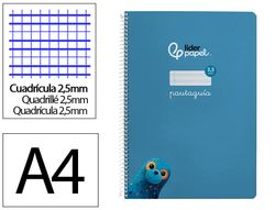 Cuaderno espiral liderpapel di din A4 pautaguia tapa dura 80h 90 gr cuadro pautado 2,5mm color azul