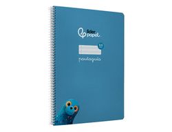 Cuaderno espiral liderpapel di din A4 pautaguia tapa dura 80h 90 gr cuadro pautado 2,5mm color azul