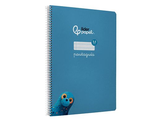 Cuaderno espiral liderpapel di din A4 pautaguia tapa dura 80h 90 gr cuadro pautado 2,5mm color azul