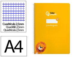 Cuaderno espiral liderpapel din A4 pautaguia tapa dura 80h 90 gr cuadro pautado 2,5 mm color amarillo