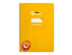 Cuaderno espiral liderpapel din A4 pautaguia tapa dura 80h 90 gr cuadro pautado 2,5 mm color amarillo