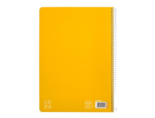 Cuaderno espiral liderpapel din A4 pautaguia tapa dura 80h 90 gr cuadro pautado 2,5 mm color amarillo
