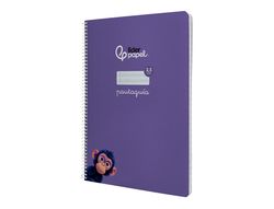Cuaderno espiral liderpapel din A4 pautaguia tapa dura 80h 90 gr cuadro pautado 2,5mm color lila