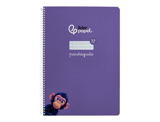 Cuaderno espiral liderpapel din A4 pautaguia tapa dura 80h 90 gr cuadro pautado 2,5mm color lila