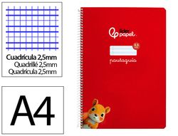 Cuaderno espiral liderpapel din A4 pautaguia tapa dura 80h 90 gr cuadro pautado 2,5mm color rojo