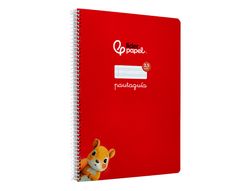 Cuaderno espiral liderpapel din A4 pautaguia tapa dura 80h 90 gr cuadro pautado 2,5mm color rojo