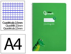 Cuaderno espiral liderpapel din A4 pautaguia tapa dura 80h 90 gr cuadro pautado 2,5mm color verde