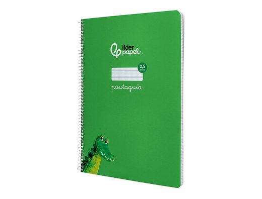 Cuaderno espiral liderpapel din A4 pautaguia tapa dura 80h 90 gr cuadro pautado 2,5mm color verde