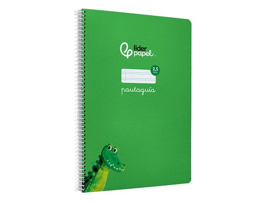 Cuaderno espiral liderpapel din A4 pautaguia tapa dura 80h 90 gr cuadro pautado 2,5mm color verde