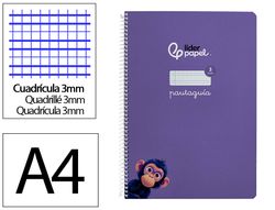 Cuaderno espiral liderpapel din A4 pautaguia tapa dura 80h 90 gr cuadro pautado 3mm color lila