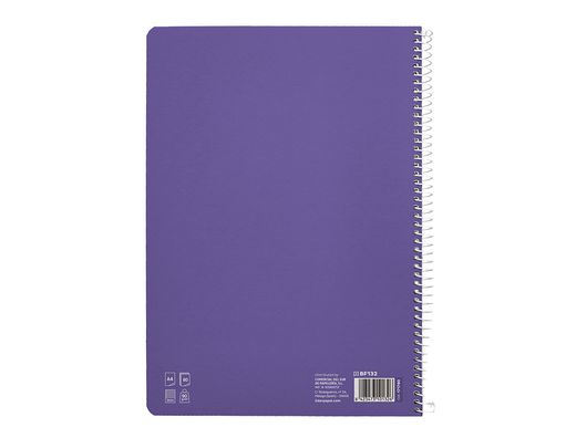 Cuaderno espiral liderpapel din A4 pautaguia tapa dura 80h 90 gr cuadro pautado 3mm color lila