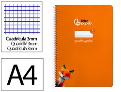 Cuaderno espiral liderpapel din A4 pautaguia tapa dura 80h 90 gr cuadro pautado 3mm color naranja