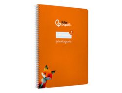 Cuaderno espiral liderpapel din A4 pautaguia tapa dura 80h 90 gr cuadro pautado 3mm color naranja