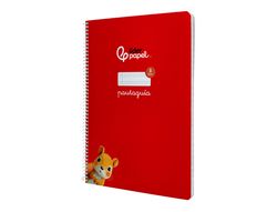Cuaderno espiral liderpapel din A4 pautaguia tapa dura 80h 90 gr cuadro pautado 3mm color rojo
