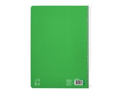 Cuaderno espiral liderpapel din A4 pautaguia tapa dura 80h 90 gr cuadro pautado 3mm color verde