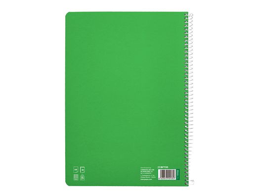 Cuaderno espiral liderpapel din A4 pautaguia tapa dura 80h 90 gr cuadro pautado 3mm color verde