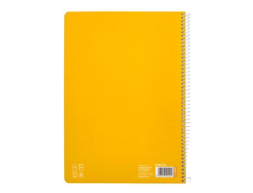 Cuaderno espiral liderpapel din A4 pautaguia tapa dura 80h 90 gr cuadro pautado 5mm color amarillo