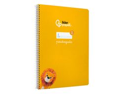 Cuaderno espiral liderpapel din A4 pautaguia tapa dura 80h 90 gr cuadro pautado 5mm color amarillo
