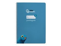 Cuaderno espiral liderpapel din A4 pautaguia tapa dura 80h 90 gr cuadro pautado 5mm color azul