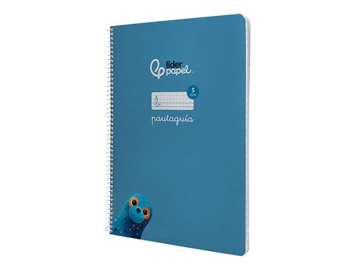 Cuaderno espiral liderpapel din A4 pautaguia tapa dura 80h 90 gr cuadro pautado 5mm color azul