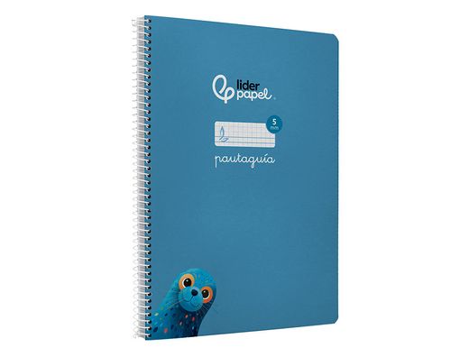 Cuaderno espiral liderpapel din A4 pautaguia tapa dura 80h 90 gr cuadro pautado 5mm color azul