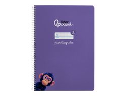 Cuaderno espiral liderpapel din A4 pautaguia tapa dura 80h 90 gr cuadro pautado 5mm color lila
