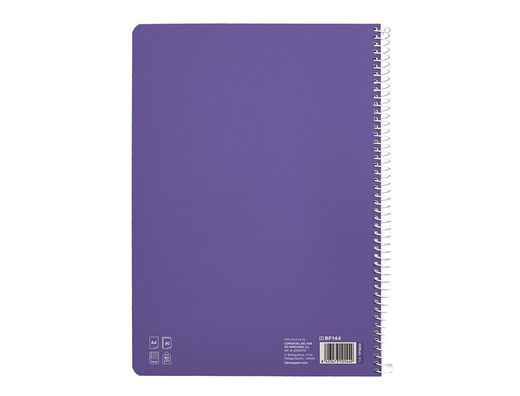 Cuaderno espiral liderpapel din A4 pautaguia tapa dura 80h 90 gr cuadro pautado 5mm color lila