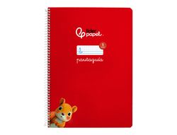 Cuaderno espiral liderpapel din A4 pautaguia tapa dura 80h 90 gr cuadro pautado 5mm color rojo