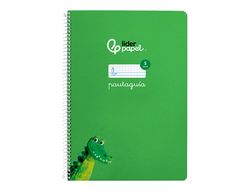 Cuaderno espiral liderpapel din A4 pautaguia tapa dura 80h 90 gr cuadro pautado 5mm color verde