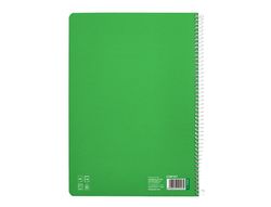 Cuaderno espiral liderpapel din A4 pautaguia tapa dura 80h 90 gr cuadro pautado 5mm color verde