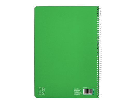 Cuaderno espiral liderpapel din A4 pautaguia tapa dura 80h 90 gr cuadro pautado 5mm color verde