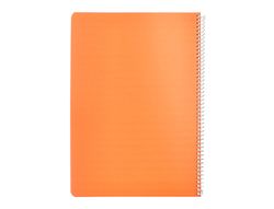Cuaderno espiral liderpapel A4 pautaguia tapa plastico 80h 90gr cuadro pautado 3mm con margen color naranja