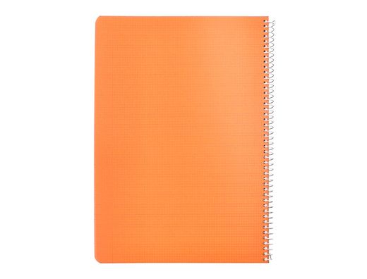 Cuaderno espiral liderpapel A4 pautaguia tapa plastico 80h 90gr cuadro pautado 3mm con margen color naranja