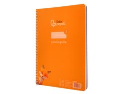 Cuaderno espiral liderpapel A4 pautaguia tapa plastico 80h 90gr cuadro pautado 3mm con margen color naranja