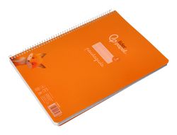 Cuaderno espiral liderpapel A4 pautaguia tapa plastico 80h 90gr cuadro pautado 3mm con margen color naranja