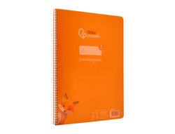 Cuaderno espiral liderpapel A4 pautaguia tapa plastico 80h 90gr cuadro pautado 4mm con margen color naranja