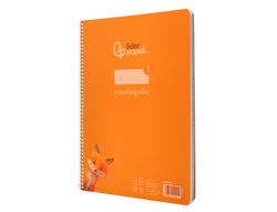 Cuaderno espiral liderpapel A4 pautaguia tapa plastico 80h 90gr cuadro pautado 4mm con margen color naranja