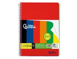 Cuaderno espiral liderpapel din A4 tapa polipropileno 80h 90gr cuadro 4mm con margen pack 5+1 colores surtidos