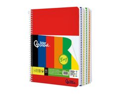 Cuaderno espiral liderpapel din A4 tapa polipropileno 80h 90gr cuadro 4mm con margen pack 5+1 colores surtidos