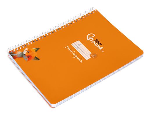 Cuaderno espiral liderpapel din A5 pautaguia tapa blanda 40 h 75 gr cuadro pautado 5mm color naranja