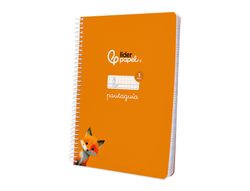 Cuaderno espiral liderpapel din A5 pautaguia tapa blanda 40 h 75 gr cuadro pautado 5mm color naranja