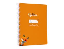 Cuaderno espiral liderpapel din A5 pautaguia tapa blanda 40 h 75 gr cuadro pautado 5mm color naranja