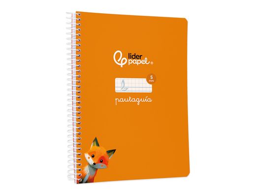 Cuaderno espiral liderpapel din A5 pautaguia tapa blanda 40 h 75 gr cuadro pautado 5mm color naranja