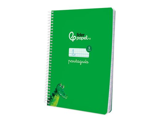 Cuaderno espiral liderpapel din A5 pautaguia tapa blanda 40 h 75 gr cuadro pautado 5mm color verde