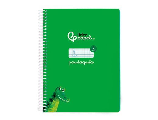 Cuaderno espiral liderpapel din A5 pautaguia tapa blanda 40 h 75 gr cuadro pautado 5mm color verde
