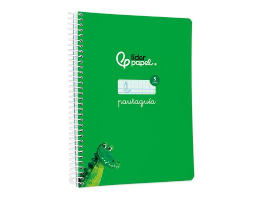 Cuaderno espiral liderpapel din A5 pautaguia tapa blanda 40 h 75 gr cuadro pautado 5mm color verde