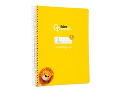 Cuaderno espiral liderpapel din A5 pautaguia tapa blanda 40h 75 gr cuadro pautado 5mm color amarillo